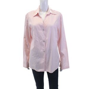 Farinaz Taghavi Womens Long Sleeves Button Down Shirt Pink Cotton Size 14